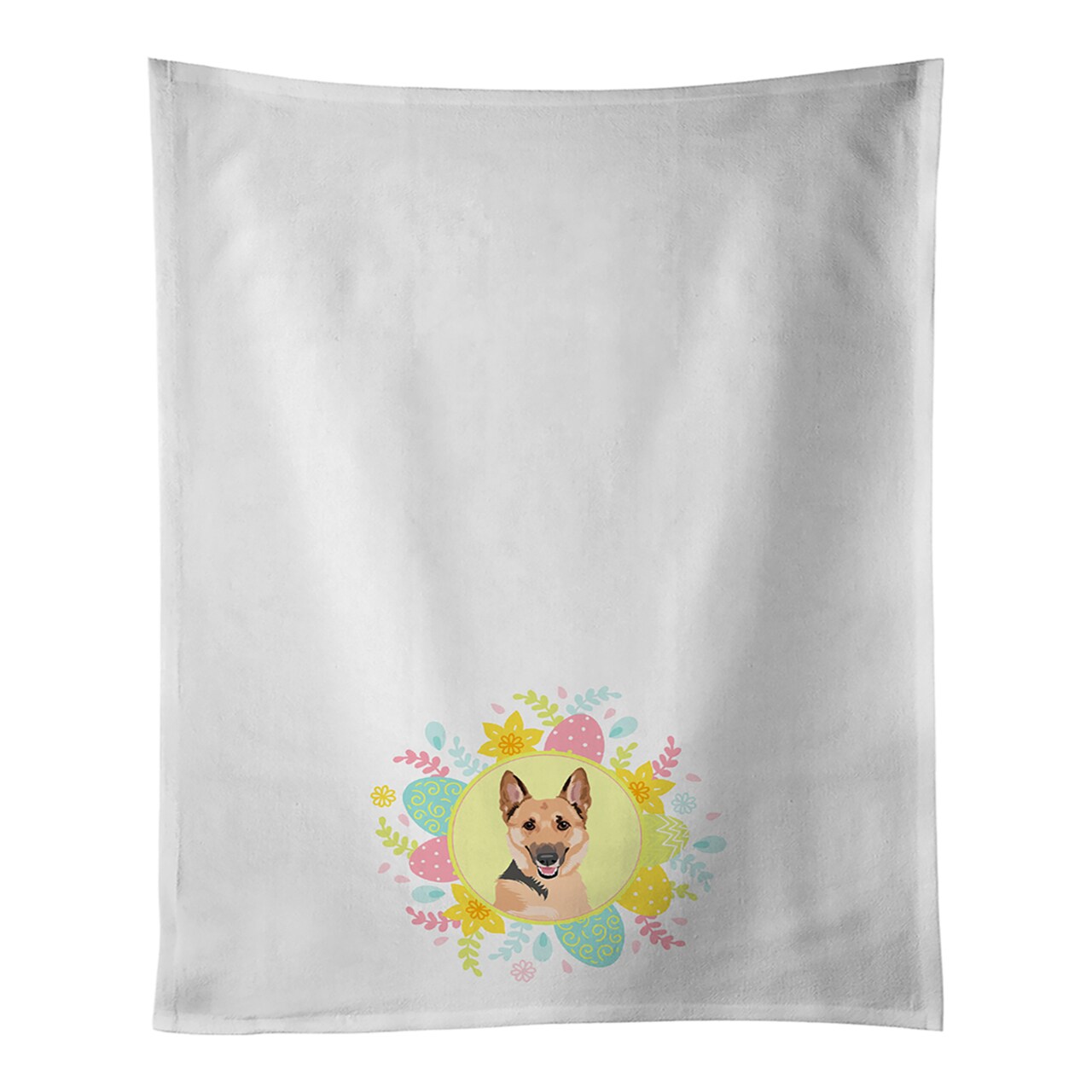 Caroline's Treasures German Shepherd Black and Tan Style 1 Easter White Kitchen Towel Set of 2 Dish Towels